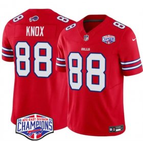 Cheap Men\'s Buffalo Bills #88 Dawson Knox Red F.U.S.E. 2024 AFC East Division Champions Vapor Limited Stitched Football Jersey