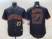 Cheap Men's Houston Astros #27 Jose Altuve Number Lights Out Black Fashion Stitched MLB Cool Base Nike Jersey1