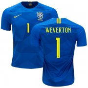 Wholesale Cheap Brazil #1 Weverton Away Kid Soccer Country Jersey