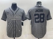 Wholesale Cheap Men's Las Vegas Raiders #28 Josh Jacobs Gray With Patch Cool Base Stitched Baseball Jersey