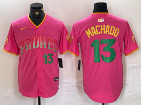 Wholesale Cheap Men\'s San Diego Padres #13 Manny Machado Pink Cool Base Stitched Baseball Jerseys