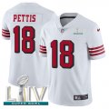 Wholesale Cheap Nike 49ers #18 Dante Pettis White Super Bowl LIV 2020 Rush Men's Stitched NFL Vapor Untouchable Limited Jersey