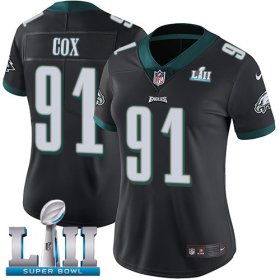 Wholesale Cheap Nike Eagles #91 Fletcher Cox Black Alternate Super Bowl LII Women\'s Stitched NFL Vapor Untouchable Limited Jersey