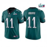 Wholesale Cheap Men's Philadelphia Eagles #11 A. J. Brown Green Super Bowl LVII Patch Vapor Untouchable Limited Stitched Jersey