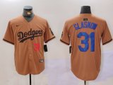 Cheap Men's Los Angeles Dodgers #31 Tyler Glasnow Number Olive Cool Base Limited Stitched Jersey