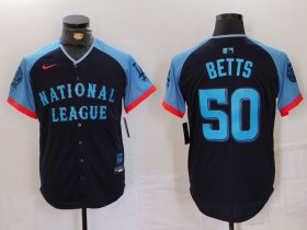 Men\'s Los Angeles Dodgers #50 Mookie Betts Navy 2024 All Star Limited Stitched Jersey