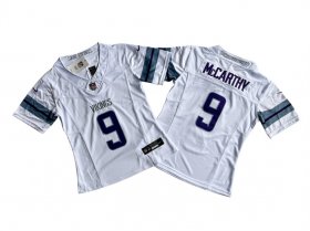 Cheap Women\'s Minnesota Vikings #9 J.J. McCarthy White 2024 F.U.S.E. Winter Warrior Limited Jersey(Run Small)