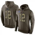 Wholesale Cheap NFL Men's Nike Buffalo Bills #12 Jim Kelly Stitched Green Olive Salute To Service KO Performance Hoodie