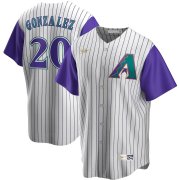 Wholesale Cheap Arizona Diamondbacks #20 Luis Gonzalez Nike Alternate Cooperstown Collection Player MLB Jersey Cream Purple