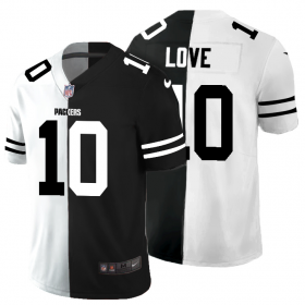 Cheap Green Bay Packers #10 Jordan Love Men\'s Black V White Peace Split Nike Vapor Untouchable Limited NFL Jersey