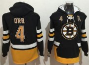 Wholesale Cheap Bruins #4 Bobby Orr Black Name & Number Pullover NHL Hoodie