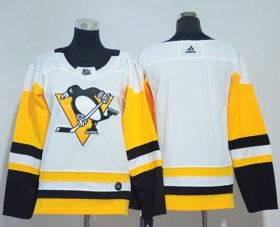 Wholesale Cheap Adidas Penguins Blank White Road Authentic Women\'s Stitched NHL Jersey