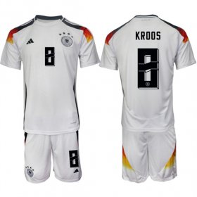 Cheap Men\'s Germany #8 Toni Kroos White 2024-25 Home Soccer Jersey Suit