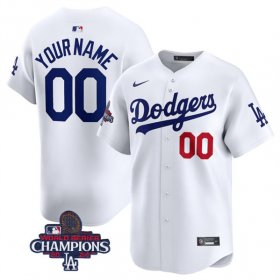 Cheap Men\'s Los Angeles Dodgers ACTIVE PLAYER Custom White 2024 World Series Champions Home Limited Stitched Baseball Jersey