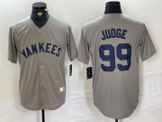 Wholesale Cheap Men's New York Yankees #99 Aaron Judge Name Grey Stitched Nike Throwback Jersey