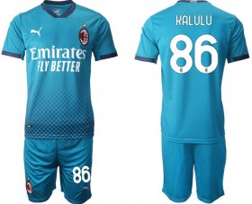 Wholesale Cheap Men 2020-2021 club AC milan away 86 blue Soccer Jerseys