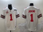 Cheap Men's Ohio State Buckeyes #1 Quinshon Judkins White 2025 CFP Final With National Champions Patch F.U.S.E. Vapor Limited Stitched Football Jersey