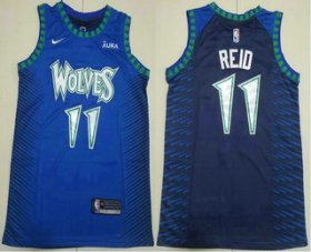 Cheap Men\'s Minnesota Timberwolves #11 Naz Reid Blue Black City Edition Swingman Stitched Jersey