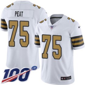 Wholesale Cheap Nike Saints #75 Andrus Peat White Men\'s Stitched NFL Limited Rush 100th Season Jersey