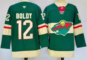 Cheap Men\'s Minnesota Wild #12 Matt Boldy Green 2024-25 Home Stitched Hockey Jersey