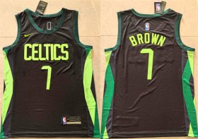 Cheap Men\'s Boston Celtics #7 Jaylen Brown Black 2024-25 City Edition Stitched Basketball Jersey