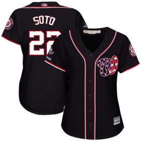 Wholesale Cheap Nationals #22 Juan Soto Navy Blue Alternate 2019 World Series Champions Women\'s Stitched MLB Jersey