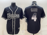 Wholesale Cheap Men's Las Vegas Raiders #4 Derek Carr Black Gold With Patch Smoke Cool Base Stitched Baseball Jersey