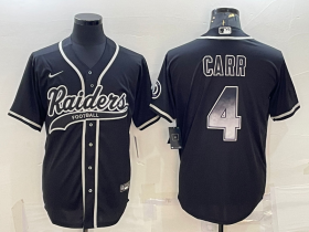 Wholesale Cheap Men\'s Las Vegas Raiders #4 Derek Carr Black Gold With Patch Smoke Cool Base Stitched Baseball Jersey