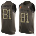 Wholesale Cheap Nike Browns #81 Austin Hooper Green Men's Stitched NFL Limited Salute To Service Tank Top Jersey