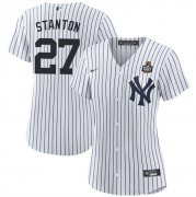 Cheap Women's New York Yankees #27 Giancarlo Stanton White 2024 World Series Cool Base Stitched Baseball Jersey(Run Small)1