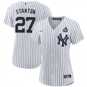 Cheap Women\'s New York Yankees #27 Giancarlo Stanton White 2024 World Series Cool Base Stitched Baseball Jersey(Run Small)1