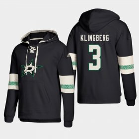 Wholesale Cheap Dallas Stars #3 John Klingberg Black adidas Lace-Up Pullover Hoodie