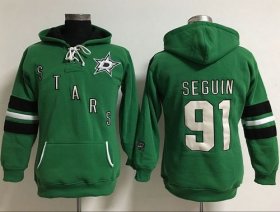 Wholesale Cheap Dallas Stars #91 Tyler Seguin Green Women\'s Old Time Heidi NHL Hoodie