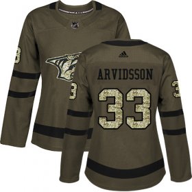 Wholesale Cheap Adidas Predators #33 Viktor Arvidsson Green Salute to Service Women\'s Stitched NHL Jersey