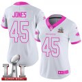 Wholesale Cheap Nike Falcons #45 Deion Jones White/Pink Super Bowl LI 51 Women's Stitched NFL Limited Rush Fashion Jersey