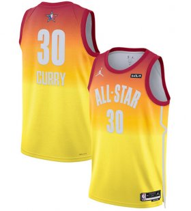 Cheap Men\'s 2023 All-Star #30 Stephen Curry Orange Game Swingman Stitched Basketball Jersey