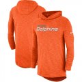 Wholesale Cheap Men's Miami Dolphins Nike Orange Sideline Slub Performance Hooded Long Sleeve T-Shirt