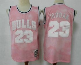 Wholesale Cheap Men\'s Chicago Bulls #23 Michael Jordan Pink Hardwood Classics Soul Swingman Throwback Jersey