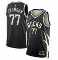 Cheap Men's Milwaukee Bucks #77 AJ Johnson Black 2024 Draft Statement Edition Stitched Basketball Jersey