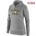 Wholesale Cheap Women's Nike Pittsburgh Steelers Heart & Soul Pullover Hoodie Light Grey