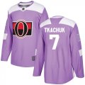 Wholesale Cheap Adidas Senators #7 Brady Tkachuk Purple Authentic Fights Cancer Stitched NHL Jersey