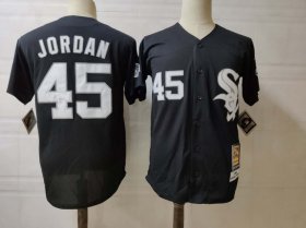 Wholesale Cheap Men\'s Chicago White Sox #45 Michael Jordan Black Mitchell & Ness Throwback Jersey