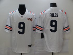 Wholesale Cheap Men\'s Chicago Bears #9 Nick Foles White 2019 100th seasons Patch Vapor Untouchable Stitched NFL Nike Alternate Classic Limited Jersey