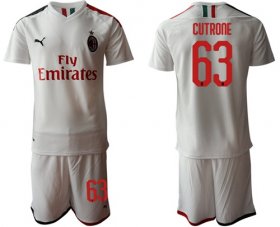 Wholesale Cheap AC Milan #63 Cutrone Away Soccer Club Jersey