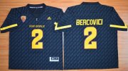 Wholesale Cheap Men's Arizona State Sun Devils #2 Mike Bercovici Black Desert Ice 2015 College Football Jersey