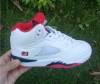 Wholesale Cheap Kids Air Jordan 5 Retro Shoes White/red-black