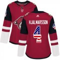 Wholesale Cheap Adidas Coyotes #4 Niklas Hjalmarsson Maroon Home Authentic USA Flag Women's Stitched NHL Jersey