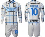 Wholesale Cheap Men 2020-2021 club Inter milan away long sleeve 10 white Soccer Jerseys