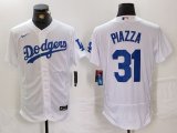 Cheap Men's Los Angeles Dodgers #31 Mike Piazza White Flex Base Stitched Baseball Jersey