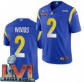 Wholesale Cheap Men's Los Angeles Rams #2 Robert Woods Limited Blue 2022 Super Bowl LVI Bound Vapor Jersey